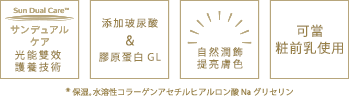 阻隔紫外線的同時，轉換成具美容効果的美肌光，添加世界首創成分＊技術的日間精華